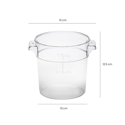 Contenedor Policarbonato Redondo 0.95 Lts Con Tapa Transparente