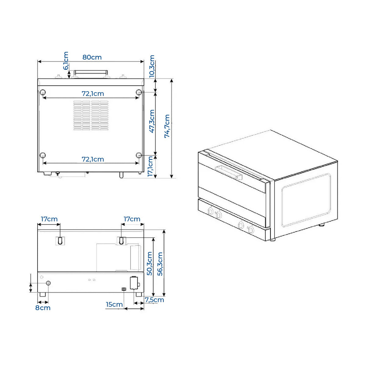 Horno Convector 4 Bandeja 60x40 6.9 Kw Trifásico