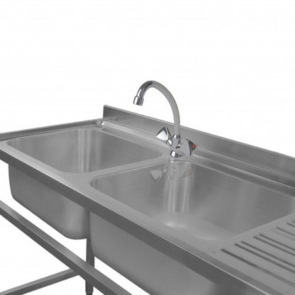 Lavadero Mural 2 Tazas Secador Derecho Acero Inox 190X60X85 Cms