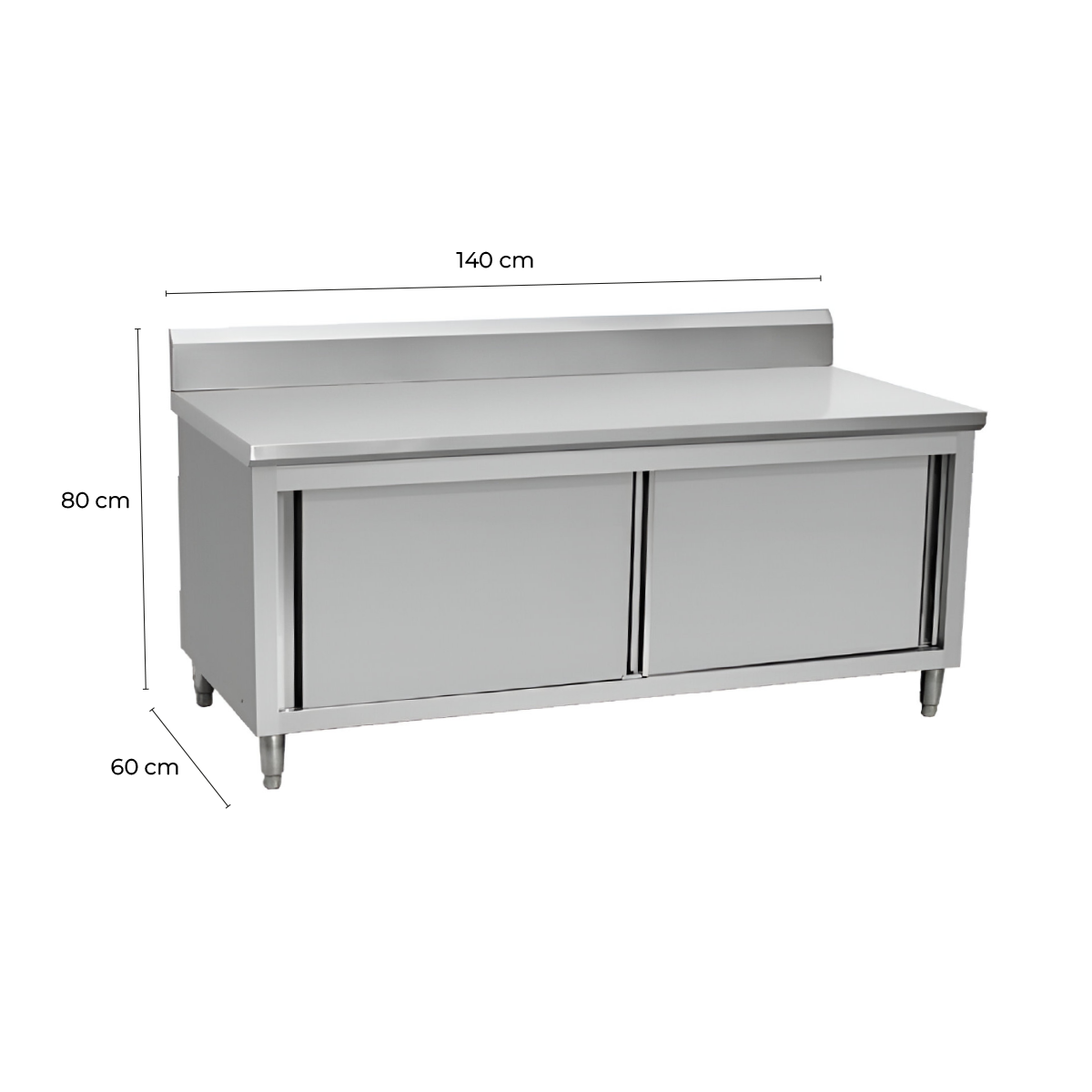 Mesón Mural Acero Inoxidable Puertas Correderas 140 Cm