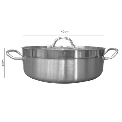 Olla Arrocera Acero inoxidable Con Tapa y Fondo Difusor 18 Lts
