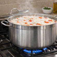 Olla Arrocera Acero inoxidable Con Tapa y Fondo Difusor 8.8 Litros
