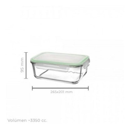 Tupper Rectangular Vidrio 3350 Cc