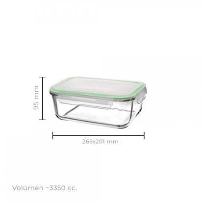 Tupper Rectangular Vidrio 3350 Cc