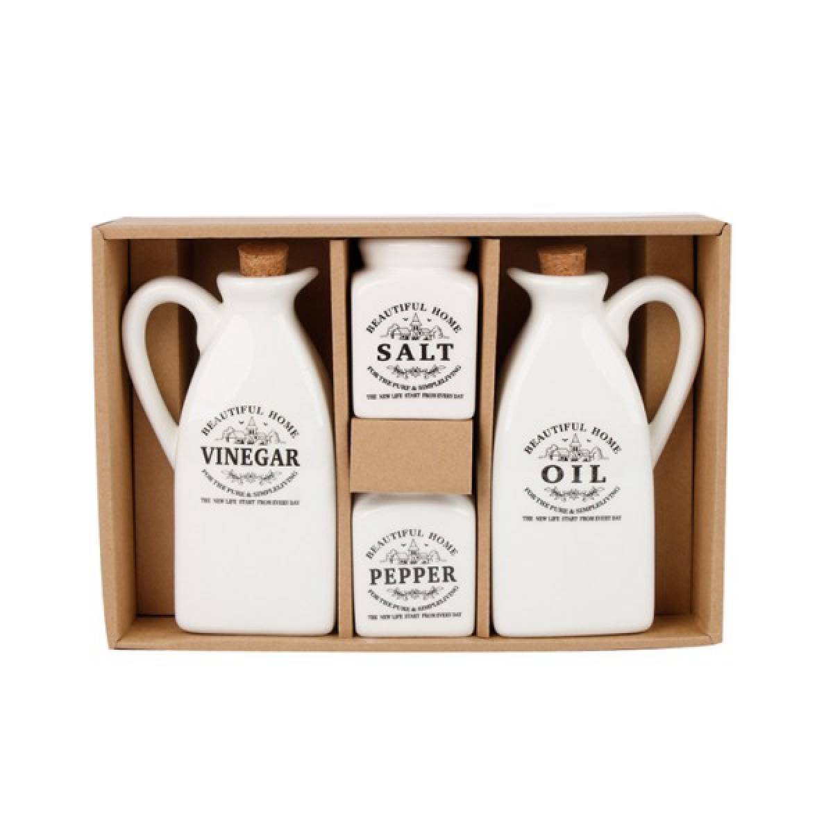 Alcuza Cerámica Blanca Diseño 4 Piezas