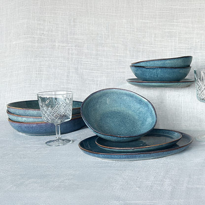 Set Vajilla 24 Piezas Cerámica Azul Línea Efes