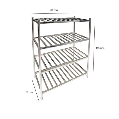 Estanteria Acero Inoxidable Tipo Rejilla De 150X60X155 Cm