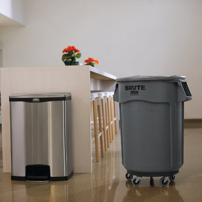 Basurero Brute Gris 208 Litros Con Tapa.