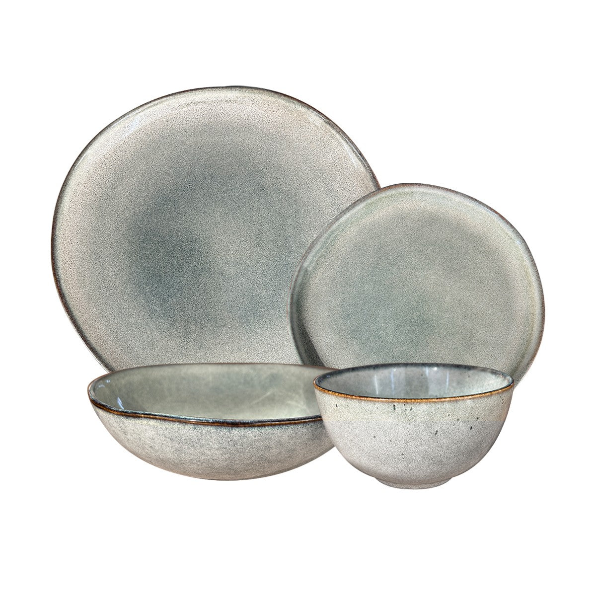 Set Vajilla 24 Piezas Cerámica Gris Línea Laos