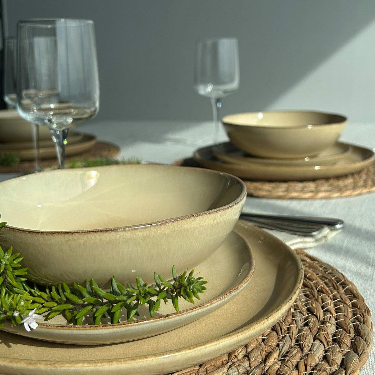 Set Vajilla 18 Piezas Ceramica Beige Linea Ekos