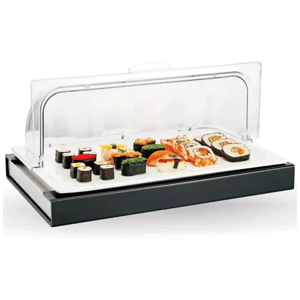 Exhibidor Buffet Frio C/Tapa Roll Inserto Acero Gn 1/1X2 Cm