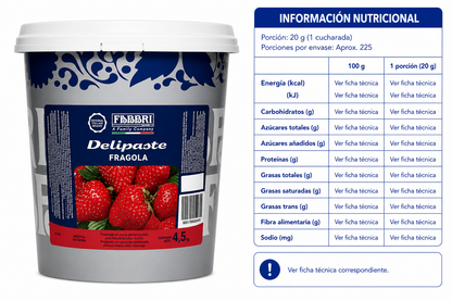 Balde Pasta Concetrada Frutilla 4.5 Kg
