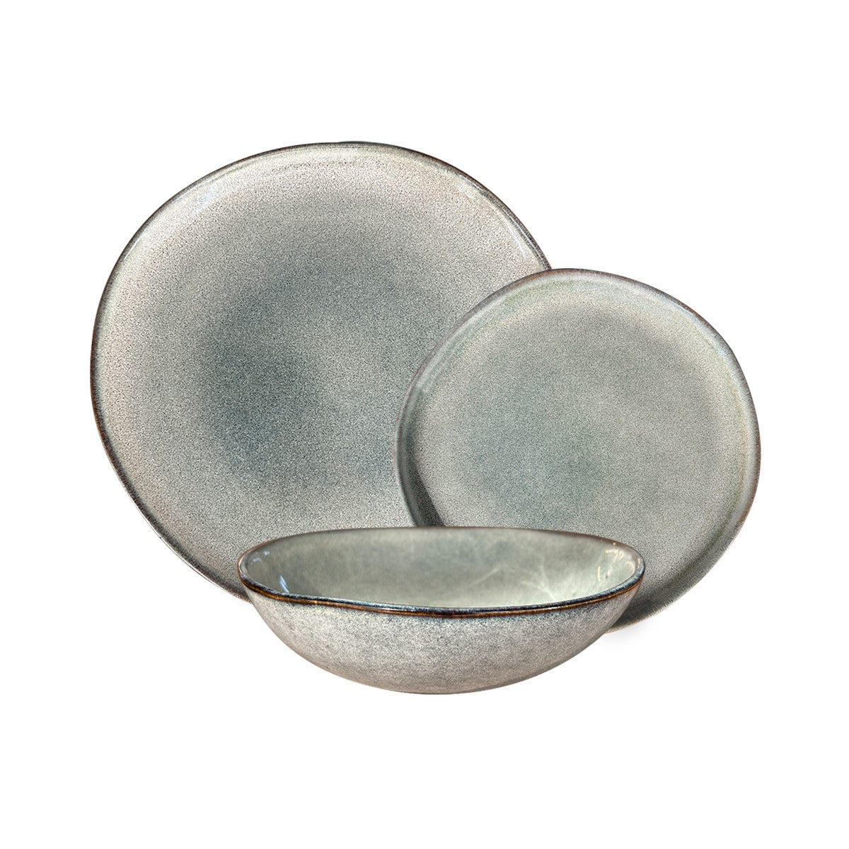 Set Vajilla 18 Piezas Cerámica Gris Línea Laos