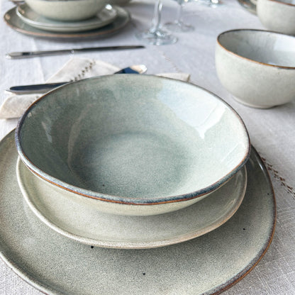 Set Vajilla 24 Piezas Cerámica Gris Línea Laos