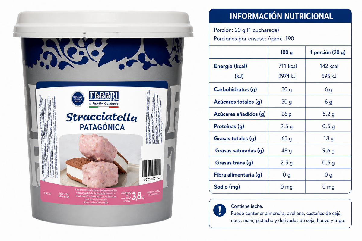 Balde Stracciatella Patagonica 3.8 Kg