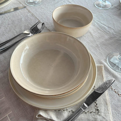 Set 6 Bowl Redondo Ceramica 21.8X5 Cm Beige Linea Oslo