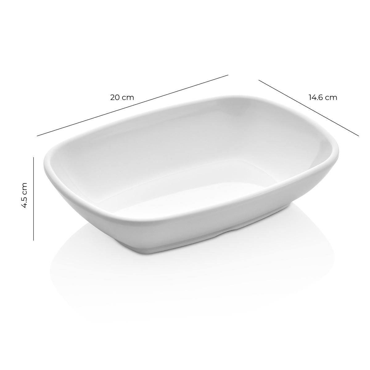 Pocillo Melamina Rectangular Blanca 20x4.5 Cm Línea Clásica