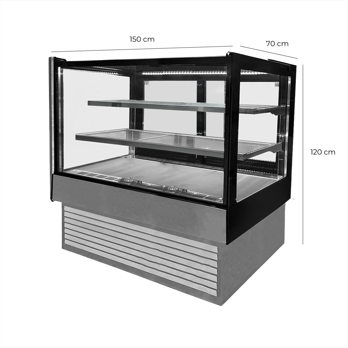 Vitrina Pastelera Rectangular Línea Market 1500 x 700 x 1200 mm Norkalt