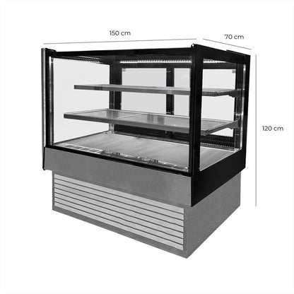 Vitrina Pastelera Rectangular Línea Market 1500 x 700 x 1200 mm Norkalt