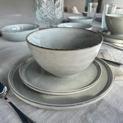 Set 6 Platos Redondo Ceramica 22 Cm Gris Linea Oslo