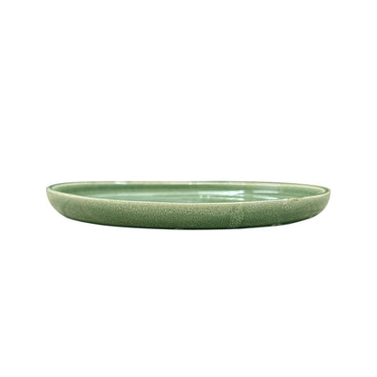 Set De 6 Plato Redondo Ceramica 26.5 Cm Verde Línea Rustica