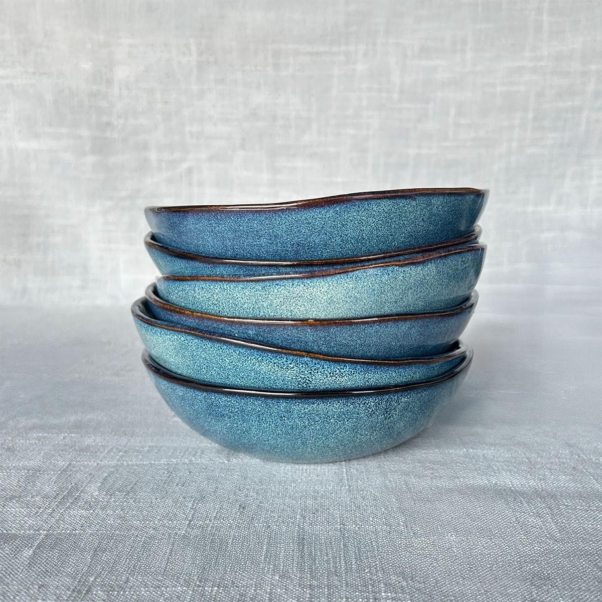Set 6 Bowl Redondo Ceramica Azul 18X5 Cm Linea Efes