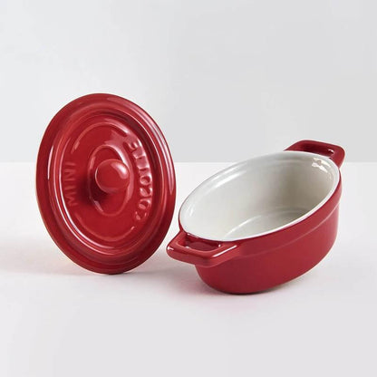 Mini Olla Ovalada Cerámica Roja