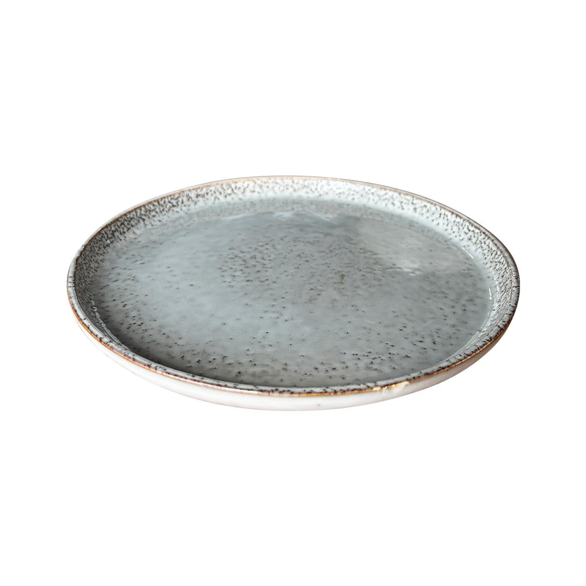 Set 6 Platos Redondo Ceramica 22 Cm Gris Linea Oslo