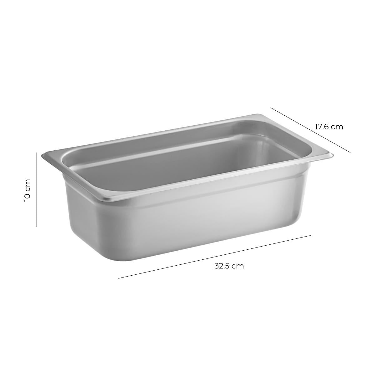 Contenedor Gastronomico Acero Inoxidable GN 1/3x10 Cm