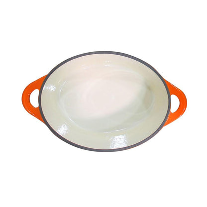 Olla Hierro Fundido Ovalada Naranja 34x26x13.5 Cm