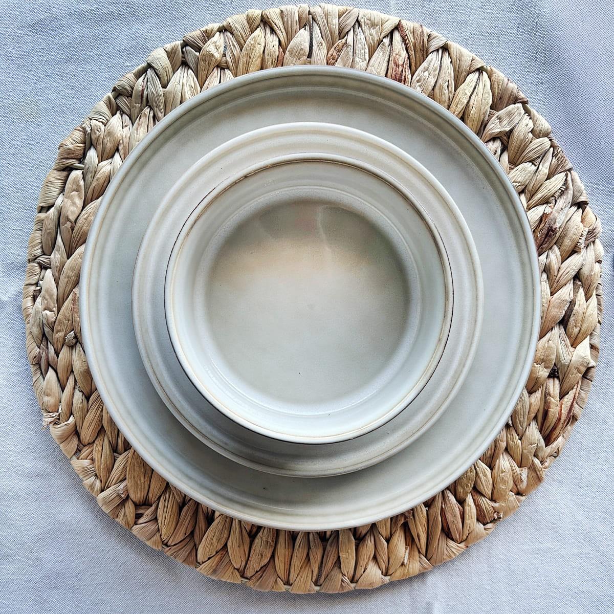 Set De 6 Plato Redondo Ceramica 21.5 Cm BeigeLínea Rustica