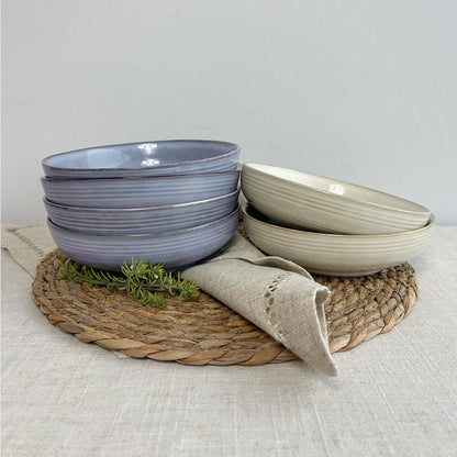 Set De 6 Bowl Redondo Cerámica Beige 17.5X5 Cm