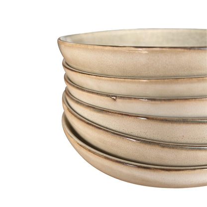 Set 6 Bowl Redondo Ceramica 21.8X5 Cm Beige Linea Oslo