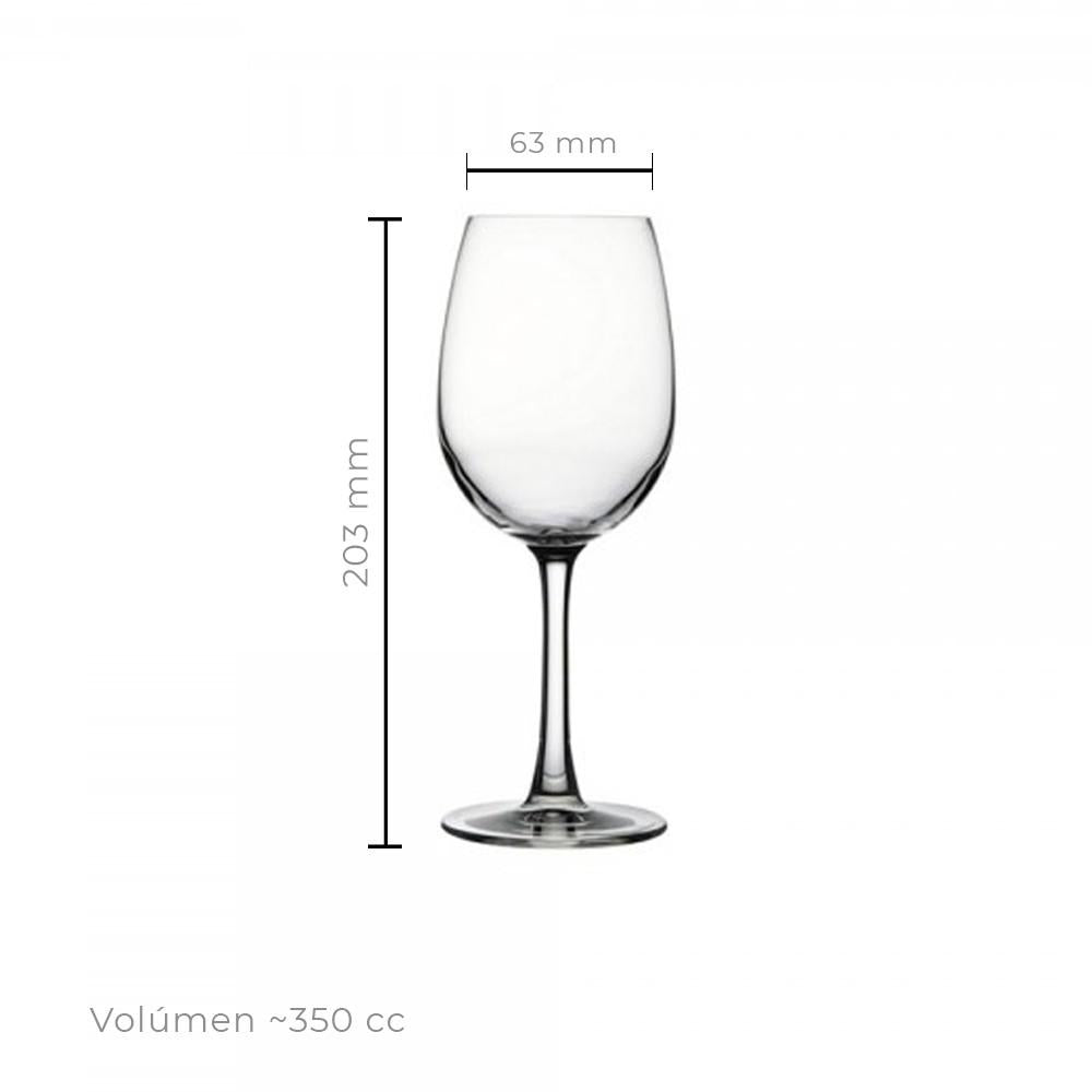 Set De 6 Copa Vidrio Templado Vino Blanco Cristal 350 Cc. Lí