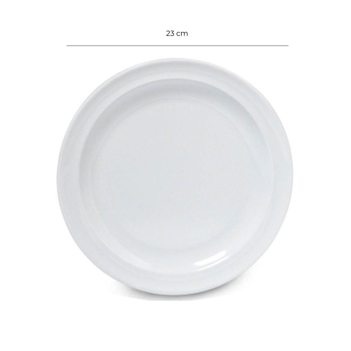 Plato Melamina Redondo Blanca 23 Cm Línea Clásica