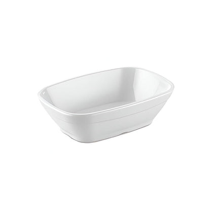 Set de 4 Pocillo Rectangular Policarbonato Blanco 14x3.5 Cm
