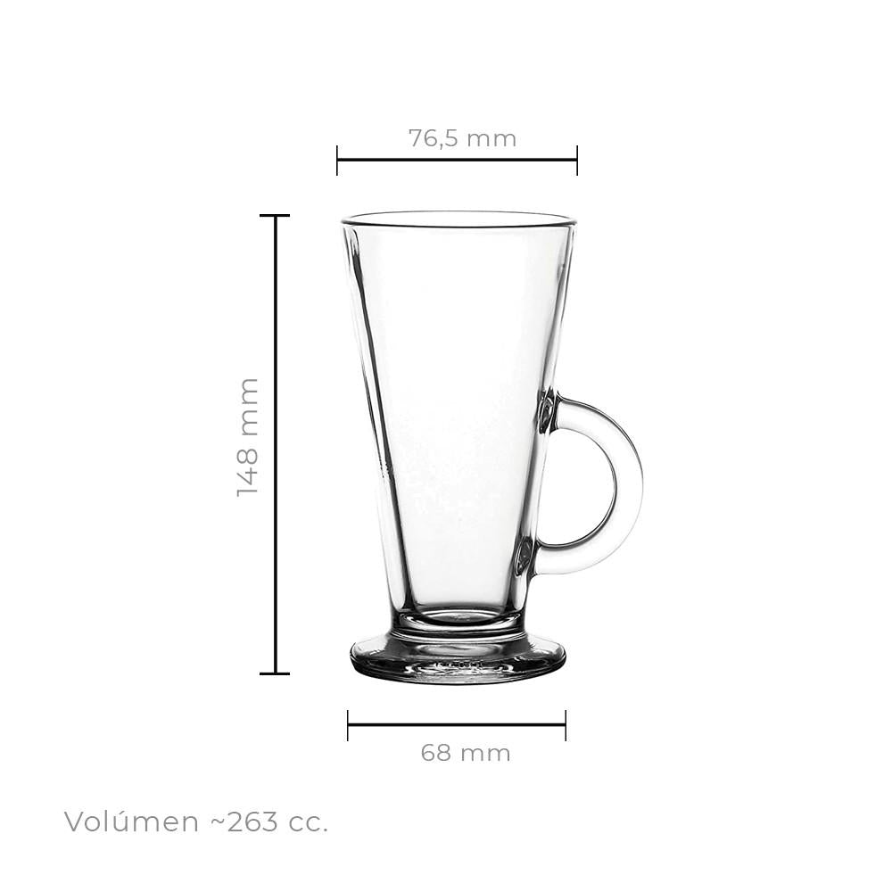Set De 6 Taza De Vidrio 260 Cc. Linea Columbian