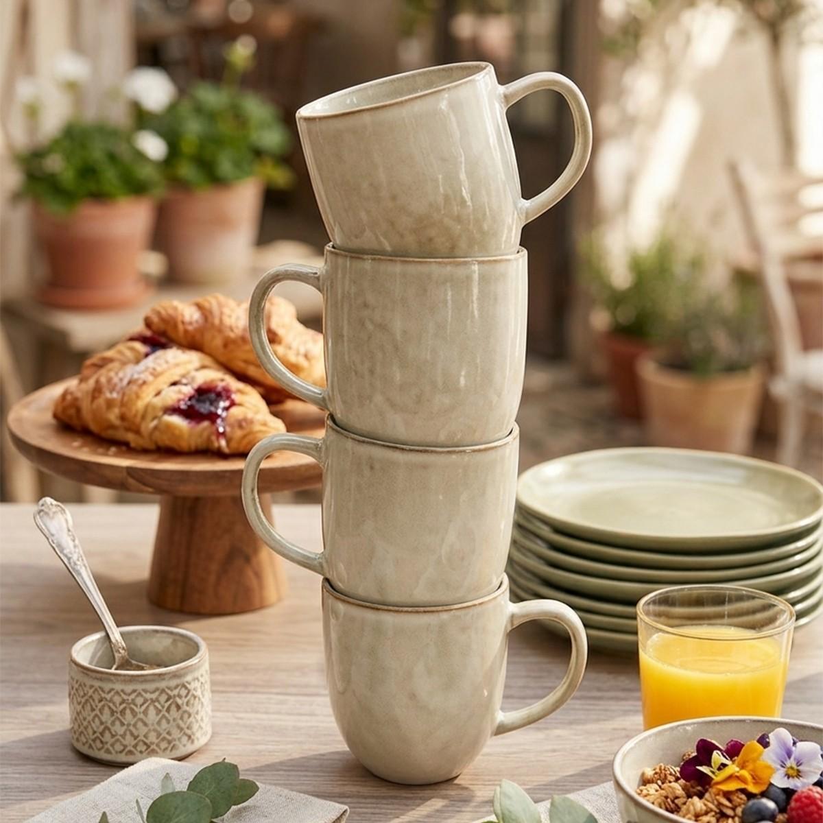 Set De 6 Mug 330 Ml Ceramica Arena Línea Rustica