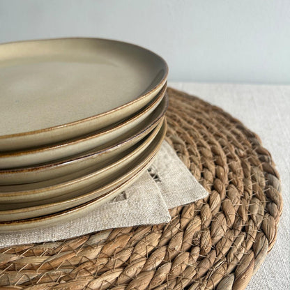 Set De 6 Plato Redondo Ceramica 20 Cm Beige Linea Ekos
