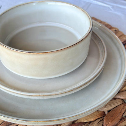 Set De 6 Plato Redondo Ceramica 26.5 Cm Beige Línea Rustica