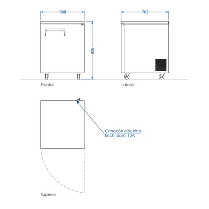 Mesón Congelador 1 Puerta Luc-200F 70 Cm Norkalt