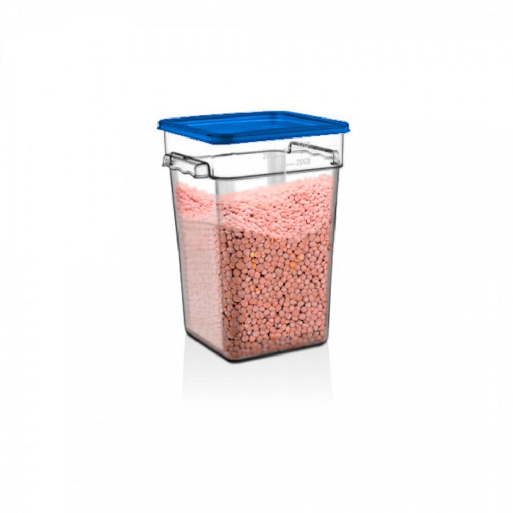 RECIPIENTE POLICARBONATO CUADRADO 20.8 LT CON TAPA AZUL