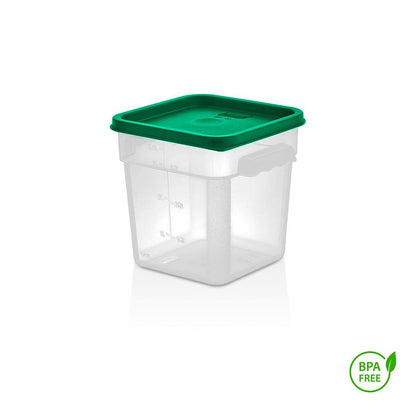 RECIPIENTE CUADRADO POLIPROPILENO 3.8 LTS CON TAPA VERDE