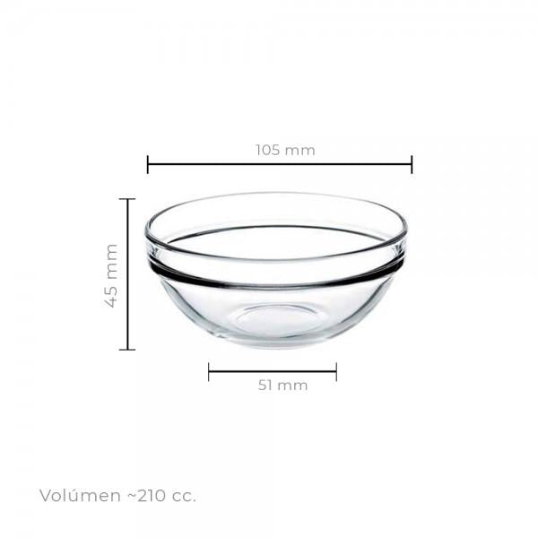 SET DE 6 BOWLS VIDRIO TEMPLADO 10.5 CM