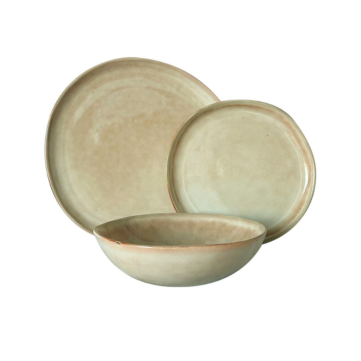 Set Vajilla 18 Piezas Cerámica Arena Línea Rustica