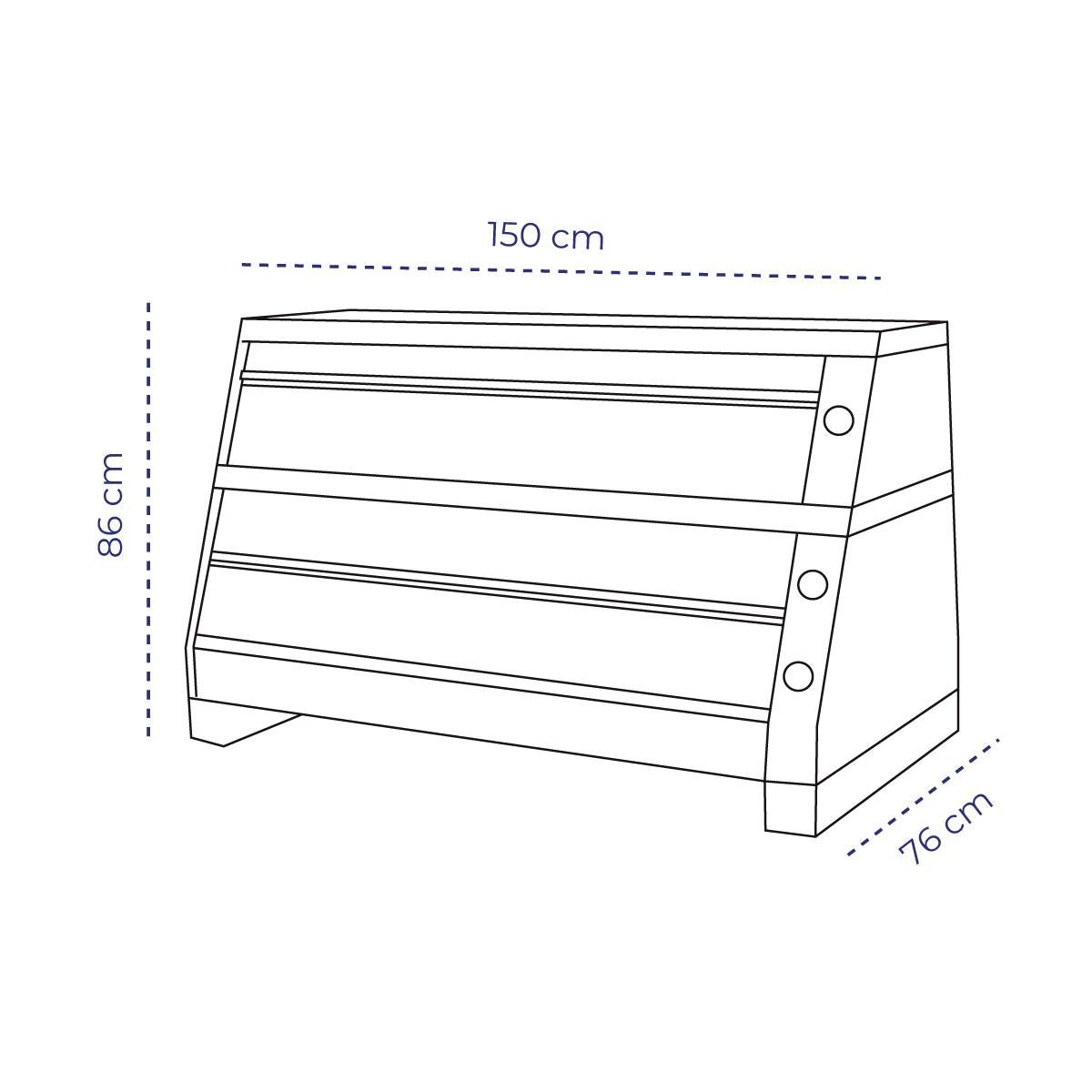 Vitrina / Mantenedor Calefaccionada Pass Through 2 Niveles 1.5 Mt DH-6P Volter