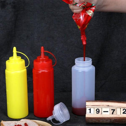 Set 6 Botella Dispensadora Salsa Graduada Roja 350 Ml
