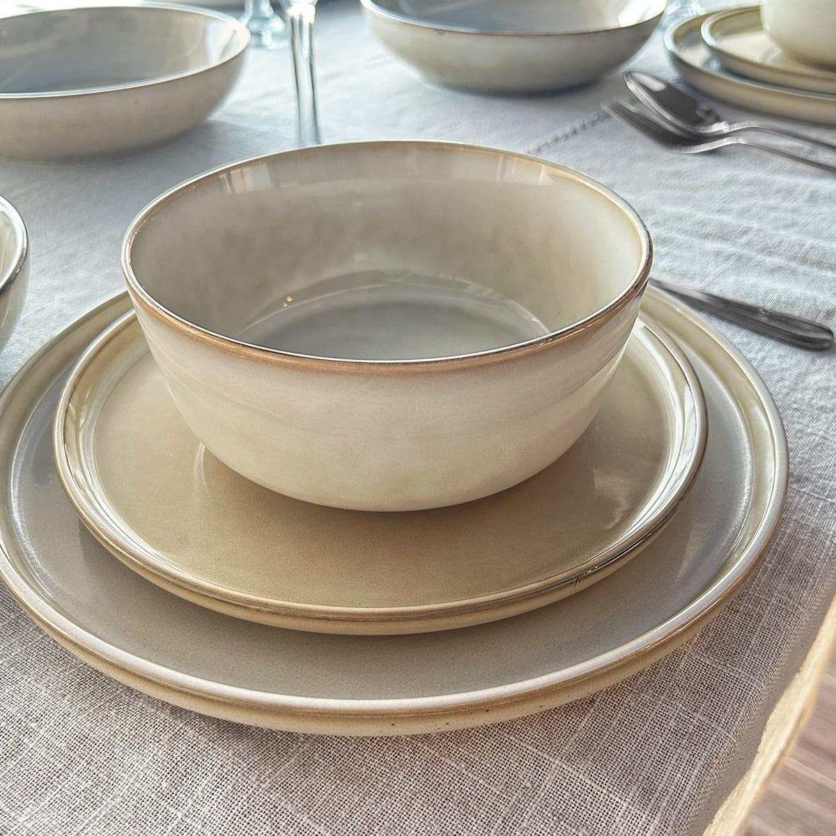 Set 6 Platos Redondo Ceramica 26.5 Cm Beige Linea Oslo