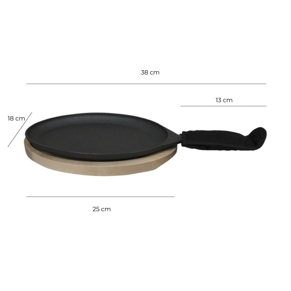 Sartén De Hierro Ovalado Con Base De Roble 38Cm