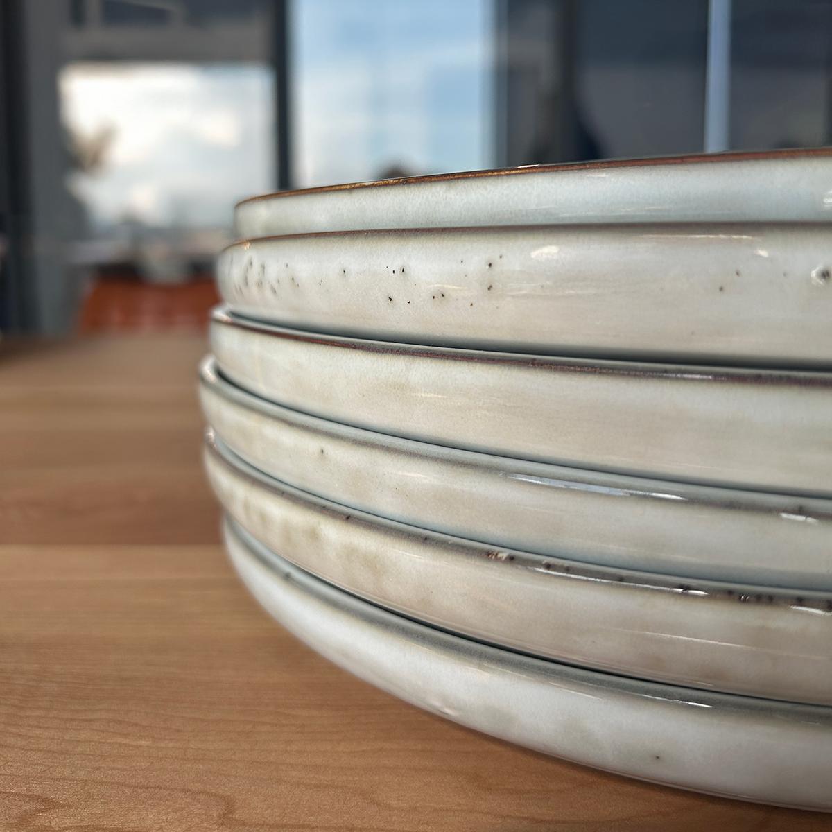 Set 6 Platos Redondo Ceramica 27 Cm Gris Linea Oslo